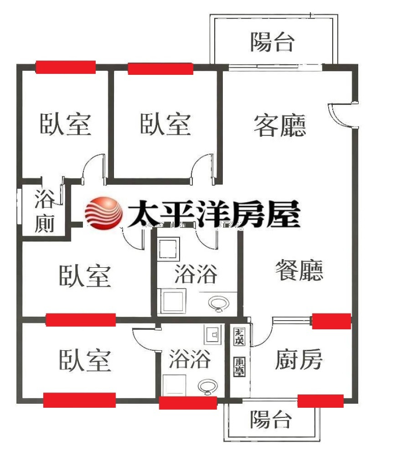 B008-陽光綠堤華廈三房,新北市新莊區五工一路